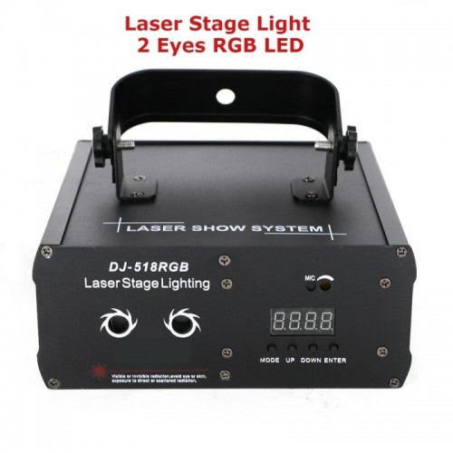 Laser Stage Light 2 Eyes RGB LED Laser Projector Disco DMX