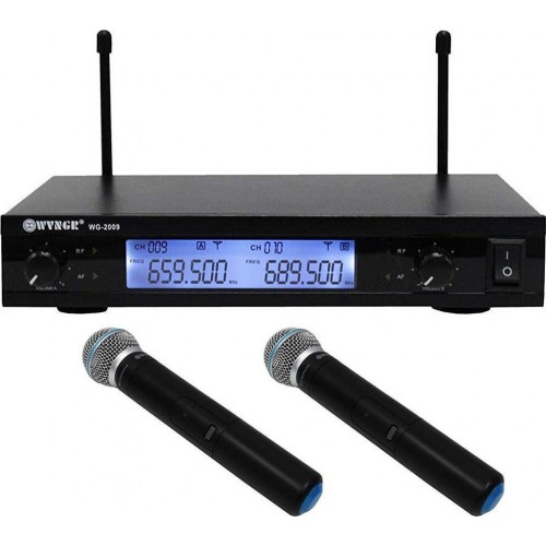 Σύστημα Karaoke με Ασύρματα Μικρόφωνα WG-2009 σε Μαύρο Χρώμα