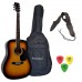 Πακέτο Ακουστικής Κιθάρας με Θήκη-Ζώνη-Πέννες J.J Sunburst 