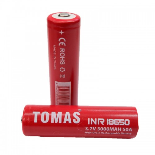 2 TOMAS 18650 Μπαταρίες επαναφορτιζόμενες 3.7V 3000MAH