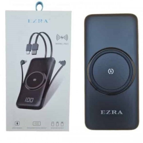 Power Bank Ezra PB21 10000mAh Μαύρο Ασύρματο-Καλωδιακό