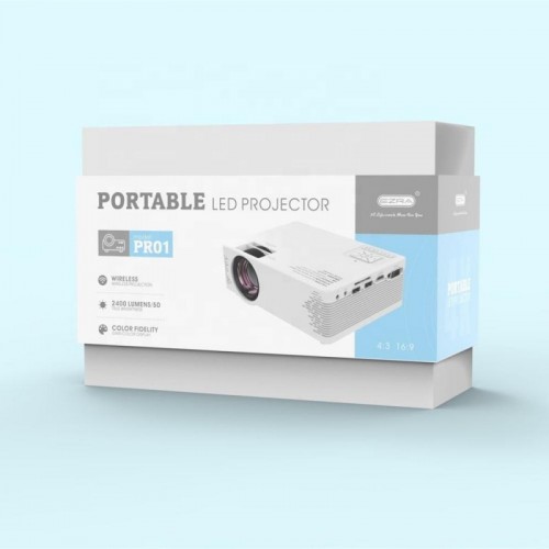 Μίνι Φορητός Προβολέας LED Ezra PR01 2400 LUMENS 800x480p