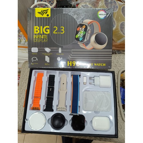 H96 BIG 2.3 Κασετίνα δώρο Smartwatch Σετ 10 σε 1