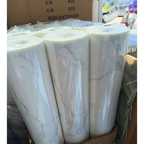 Ταπετσαρίες Αυτοκόλλητες Ρολό με εφέ Λευκό-Γκρι Μαρμάρου (1.2m x 3m)