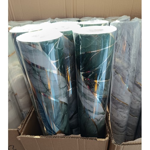 Ταπετσαρίες Αυτοκόλλητες Ρολό με εφέ Μαύρο-Γκρι-Χρυσό Μαρμάρου (1.2m x 3m)