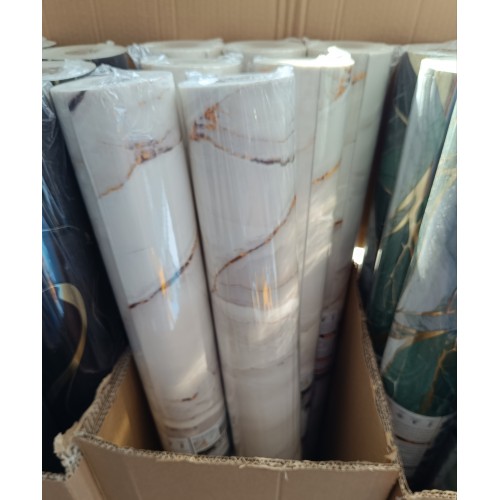 Ταπετσαρίες Αυτοκόλλητες Ρολό με εφέ Λευκό-Χρυσό Μαρμάρου (1.2m x 3m)