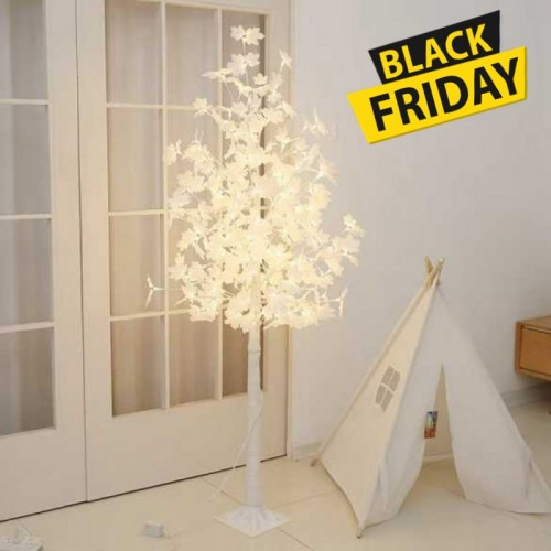 Διακοσμητικό Λευκά φύλλα Φωτιζόμενο Άσπρα LED Χριστουγεννιάτικο Δέντρο 2.00μ.