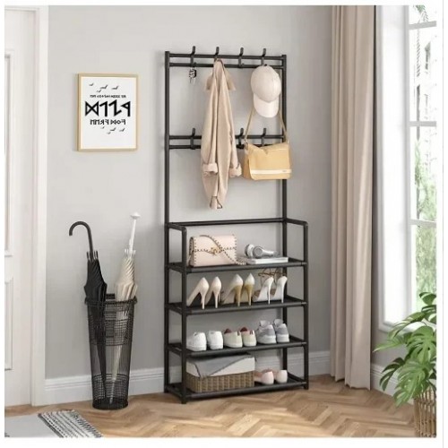 Έπιπλο εισόδου με κρεμάστρα 4 επιπέδων 60×29,5x154cm μαύρο