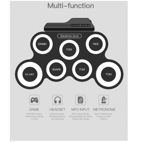 Φορητό ψηφιακό Σιλικονάτο σετ τυμπάνων Digital Drum AH-4