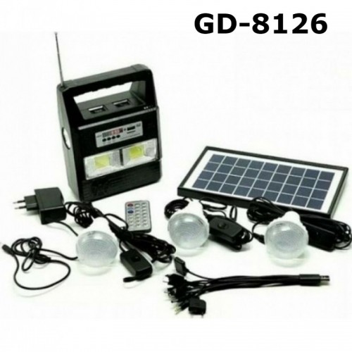 Φωτοβολταικό Σύστημα ηλιακού φωτισμού GD-8126 Ράδιο-Usb mp3