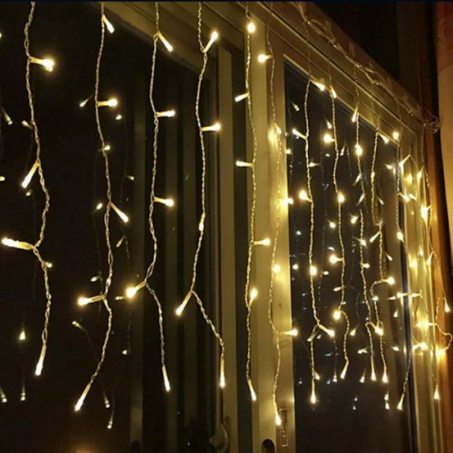 Χριστουγεννιάτικη Κουρτίνα LED 100L Θερμό Χρώμα 3mx60cm Διαφανές Καλώδιο