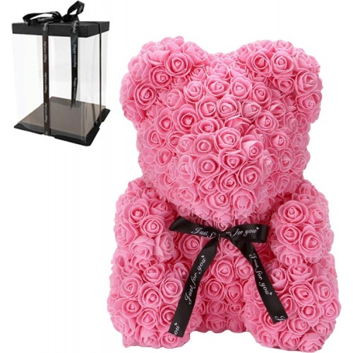 Αρκουδάκι Μεγάλο Δώρο από Τεχνητά Τριαντάφυλλα 38x28cm