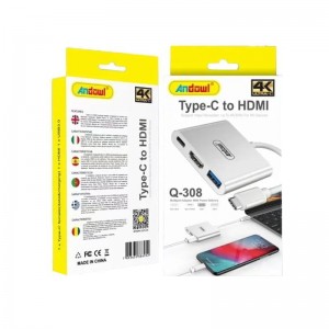 Q-308 Type C σε HDMI Αντάπτορας με πολλές Θύρες