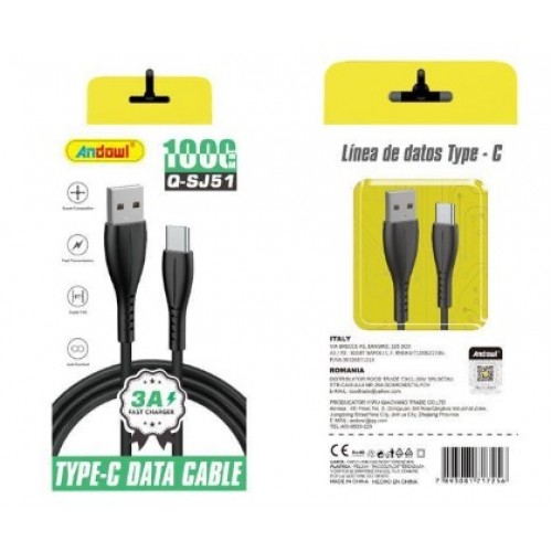 Q-SJ51 Καλώδιο δεδομένων USB σε Type-c 3A 1M