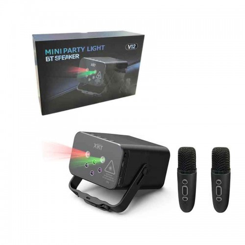 V12 Φορητό Ηχείο - Φώτα Πάρτι & Bluetooth + 2 Ασύρματα Μικρόφωνα
