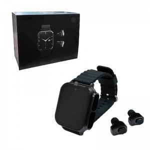 Smartwatch με ζευγάρι ακουστικά bluetooth  4.2 Μαύρα  iOS 10+