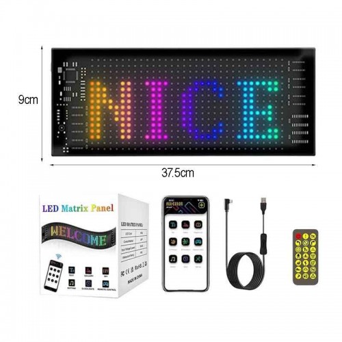 Εύκαμπτη LED Πινακίδα RGB Bluetooth Εικόνες-Κείμενο Εφαρμογή 37.5x9cm