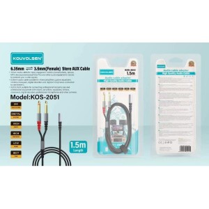 ΚΑΛΩΔΙΟ ΗΧΟΥ 2×6.35ΜΜ ΣΕ 3.5ΜΜ (ΘΗΛ.) STERE0 AUX CABLE