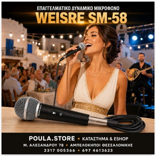 Επαγγελματικό Δυναμικό Μικρόφωνο - WEISRE SM-58 Επαγγελματικό Δυναμικό Μικρόφωνο - WEISRE SM-58