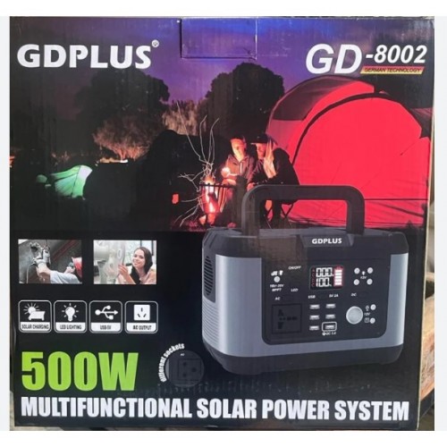 Επαγγελματική Φορητή Συσκευή ρεύματος Λιθίου 500W GD-8002 με πάνελ 18V/60W