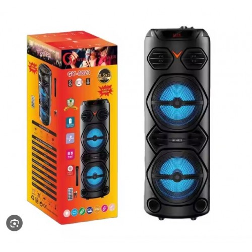 GY8823 8,5"x 2 Φορητό σύστημα ηχείων με φώτα party με μικροφώνου 100W
