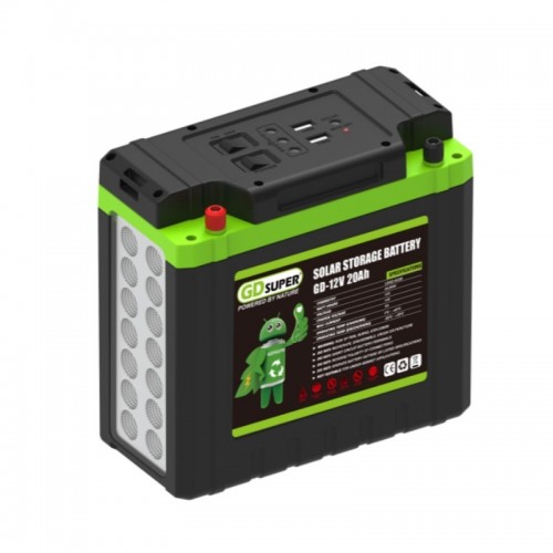 Ηλιακή μπαταρία GD-12V 20AH USB ΜΕ LED ΦΩΤΙΣΜΟ