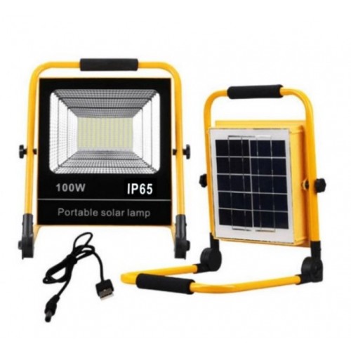 Φορητός Ηλιακός Προβολέας LED 100W με Βάση Επαναφορτιζόμενος Αδιάβροχος 