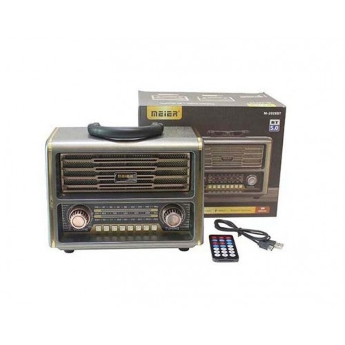 Meier M-2028BT Retro Επιτραπέζιο Ραδιόφωνο Μπαταρίας με Bluetooth και USB Χρυσό