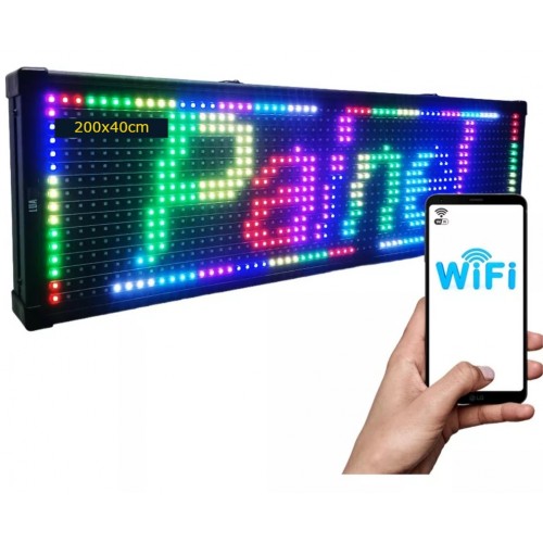 Πίνακας LED φωτισμού εξωτερικού χώρου πολύχρωμα γράμματα RGB 200x40cm