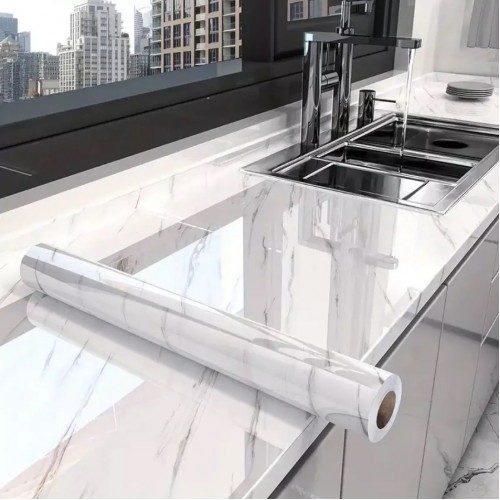 Ταπετσαρίες Αυτοκόλλητες Ρολό με εφέ λευκού μαρμάρου (60cm x 3m)