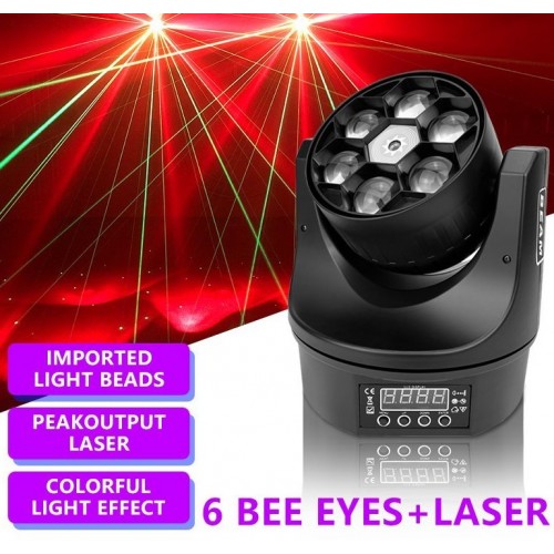 Ρομποτική κεφαλή RGBW Six Eyes Bee 6x10W RGBW - Laser 50mW 