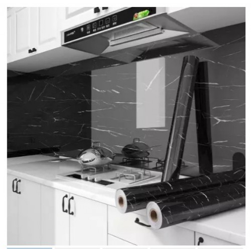 Ταπετσαρίες Αυτοκόλλητες Ρολό με εφέ Μαύρου Μαρμάρου (60cm x 3m)