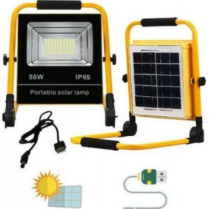Φορητός Ηλιακός Προβολέας LED 50W με Βάση Επαναφορτιζόμενος Αδιάβροχος 