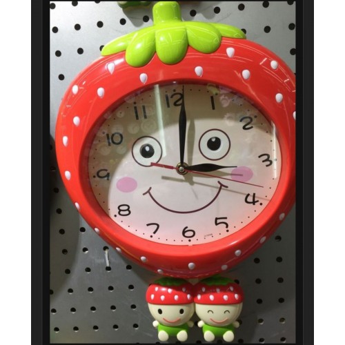 Παιδικό ρολόι τοίχου εκκρεμές Φραουλάκι 35x31cm