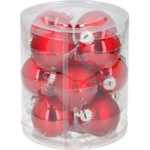 Πακέτο με 10 Xριστουγεννιάτικες Μπάλες 8εκ. κόκκινα 