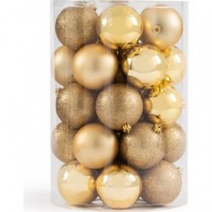 Πακέτο με 10 Xριστουγεννιάτικες Μπάλες 6εκ. χρυσαφί