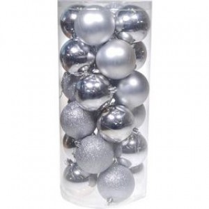 Πακέτο με 10 Xριστουγεννιάτικες Μπάλες 6εκ.ασημί