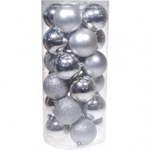 Πακέτο με 10 Xριστουγεννιάτικες Μπάλες 8εκ.ασημί