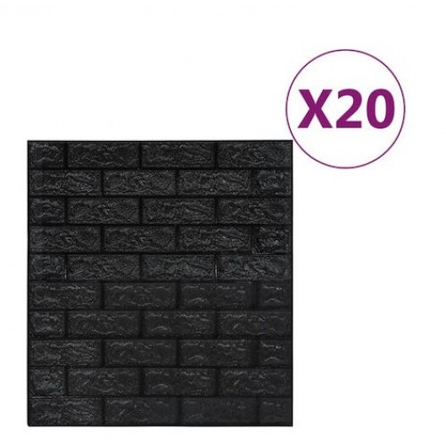 Αυτοκόλλητο 3D Πάνελ Τοίχου Τούβλα Μαύρα 70x77εκ. 20 τεμάχια