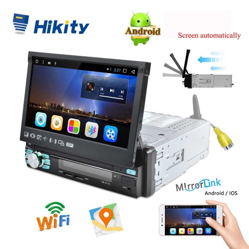 Hikity 1 din Car Player Player Αναδιπλούμενη Android-GPS-Wifi