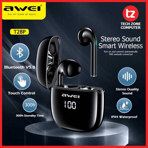 Επαναφορτιζόμενα Ασύρματα Ακουστικά Tws Σε Θήκη Φόρτισης T28p Awei