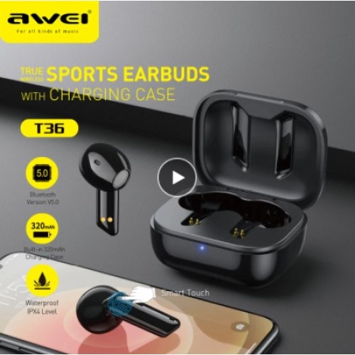 Αδιάβροχα Bluetooth Ακουστικά TWS HiFi Sound με Θήκη Φόρτισης Ασύρματα T36 Αδιάβροχα Bluetooth Ακουστικά TWS HiFi Sound με Θήκη Φόρτισης Ασύρματα T36