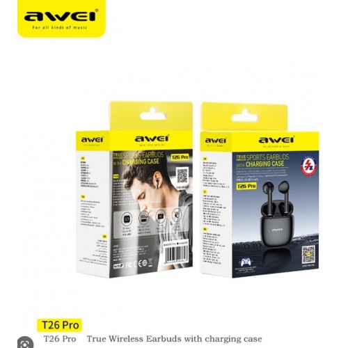 Ασύρματα ακουστικά Bluetooth Awei T26 Pro TWS Earphone Μαύρα