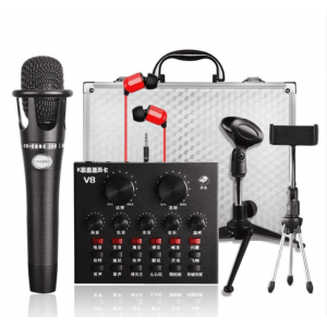 Βαλιτσάκι 6 σε 1 Σετ κάρτας ήχου V8 με μικρόφωνο EN-CORE300 